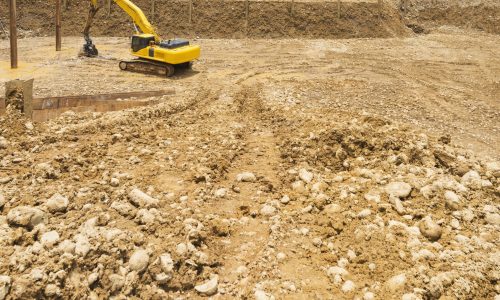 Digger working on construction site